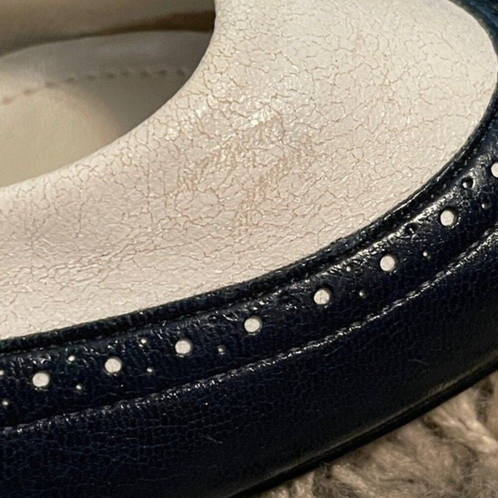 Vintage HUSH PUPPIES SOFT FLEX MADE IN 🇺🇸 NAVY BLUE BONE WHITE HEEL Size 7 - Picture 13 of 16